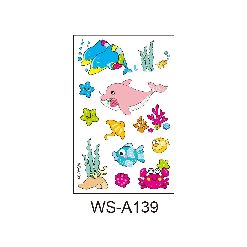 Dolphin Octopus Seashell Crab Temporary Body Tattoo Sticker Disposable Waterproof temporaire