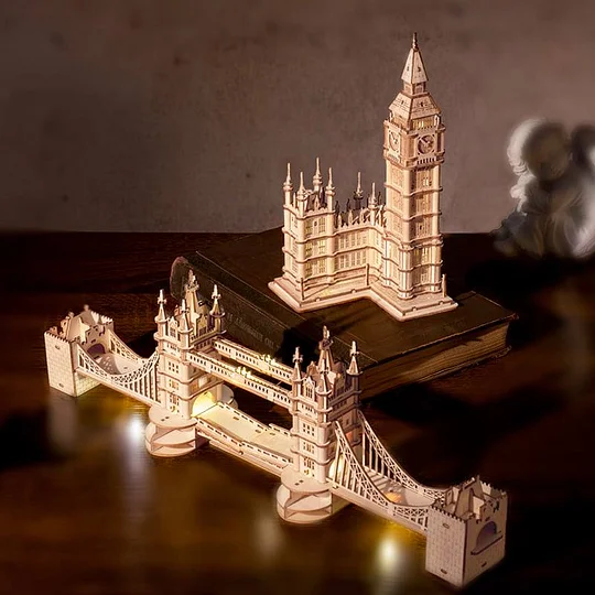 Rolife Lights Tower Bridge & Big Ben 3D Wooden Puzzles Robotime United Kingdom