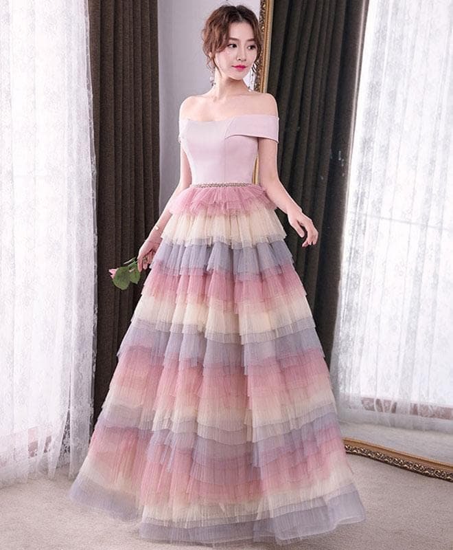 Cute Tulle Off Shoulder Long Prom Dress