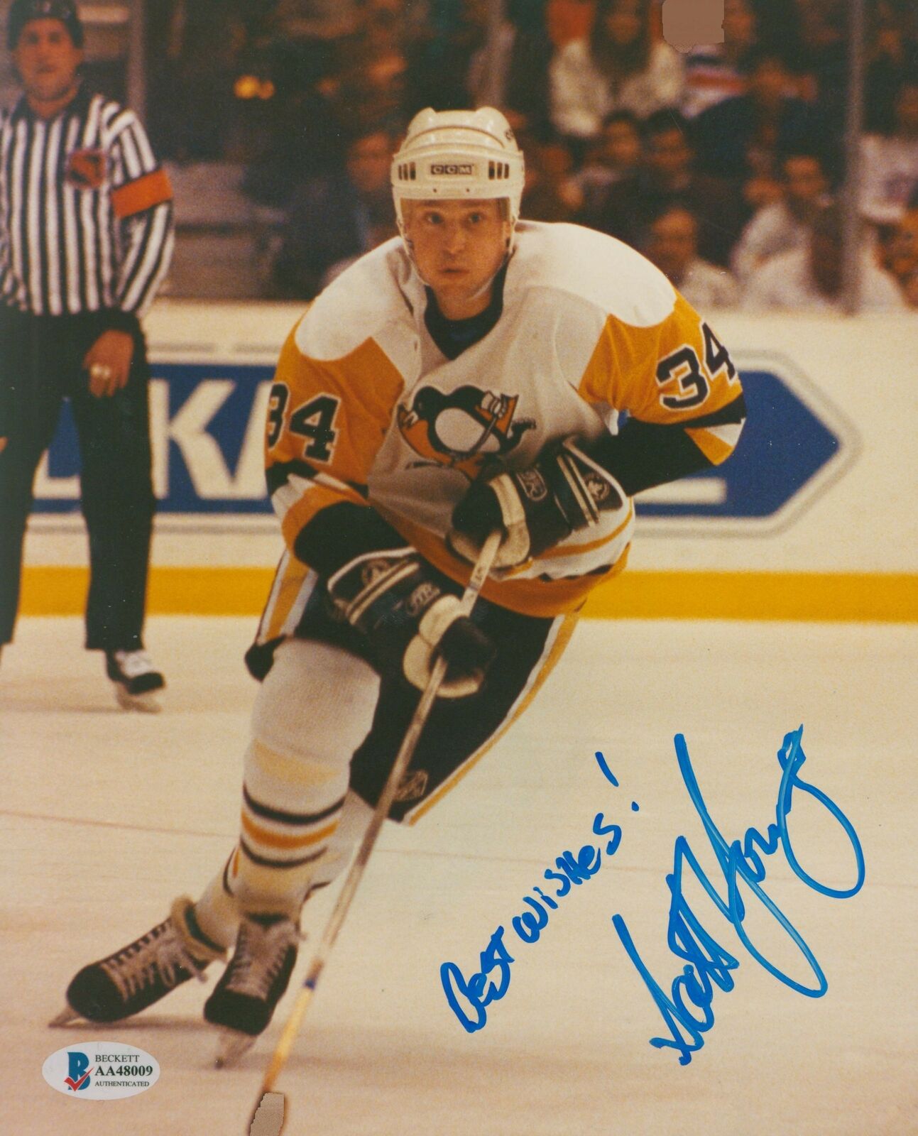 Penguins Scott Young Best Wishes! Authentic Signed 8x10 Photo Poster painting BAS #AA48009