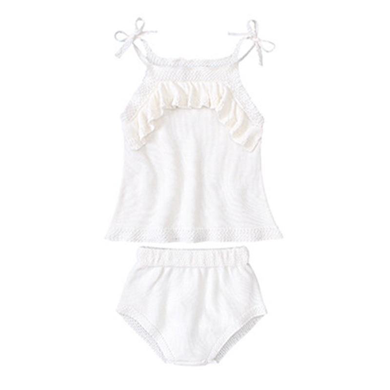 Spring Autumn New 2020 Infant Baby Girls Clothing Sets Fashion Kids Suit Baby Girl Pure Color Knit Flower Sets Clothes