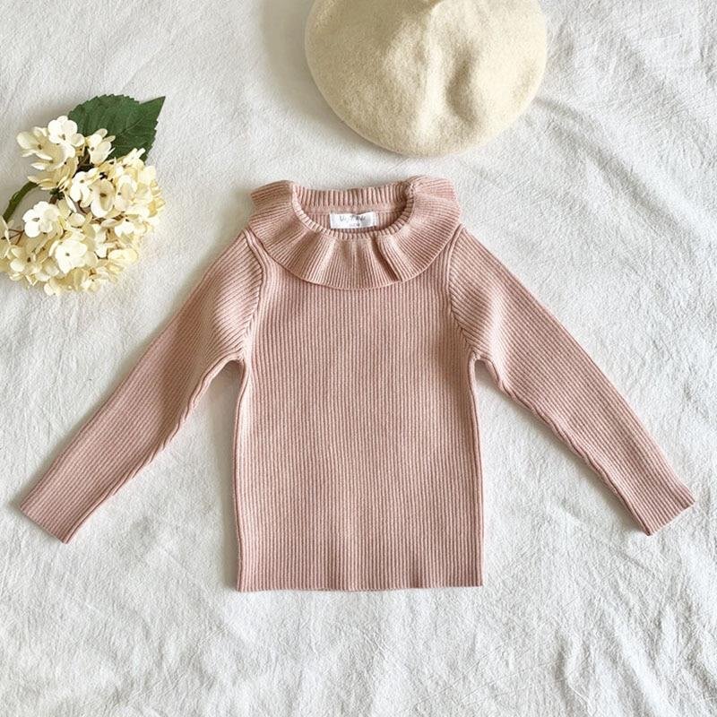 New 2020 Autumn Kids Girls Long Sleeve Lotus Leaf Collar Knit Sweater Winter Children Clothing Baby Kids Girls Pullover Sweaters