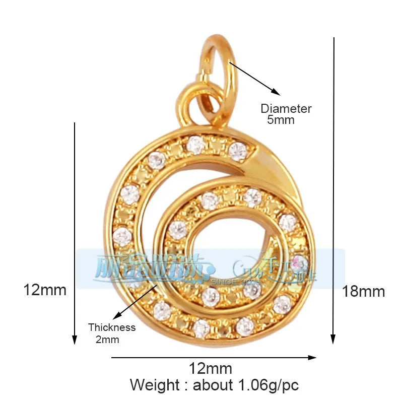 1 Piece 15 * 19mm Hole 5~5.9mm Copper Zircon Letter Heart Shape Pendant Jewelry Accessories
