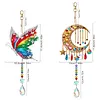 2Pcs Diamond Painting Acrylic Double Sided Butterfly and Moon Wind Chime Suncatcher with Crystal Hanging Pendant