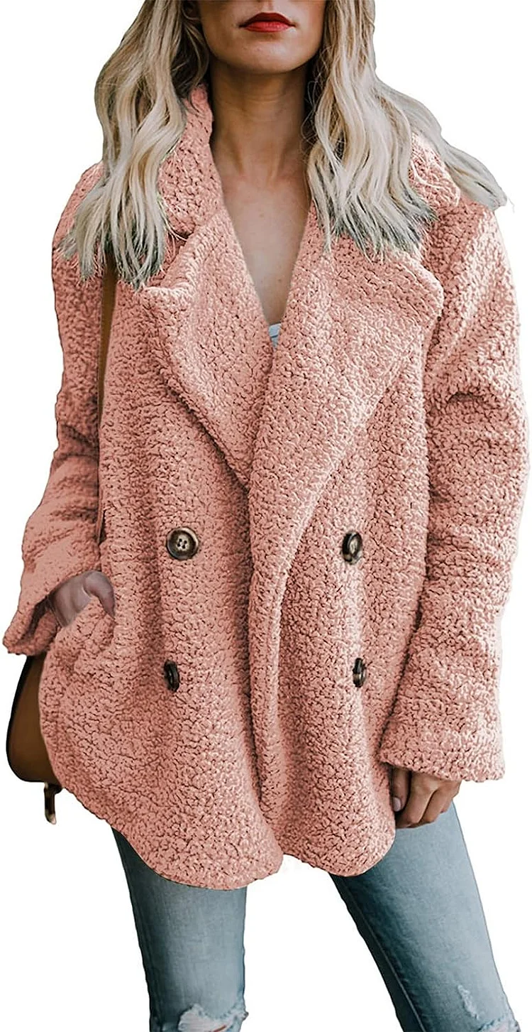 Dokotoo Womens 2023 Winter Fleece Teddy Bear Sherpa Jacket Coats with Pockets Outerwear