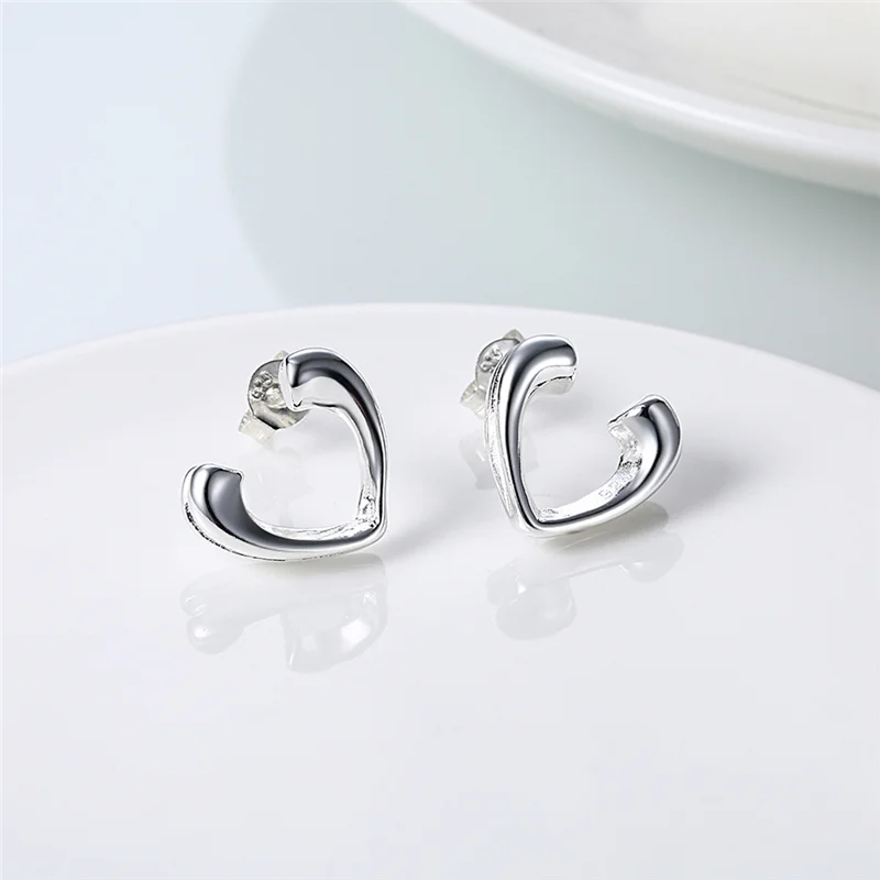 DOTEFFIL 925 Sterling Silver Heart Earrings For Woman Jewelry