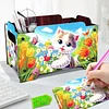 5D DIY Diamond Painting Kunst dekorative Aufbewahrungsbox Holz Lagerung Clutch (Katze)