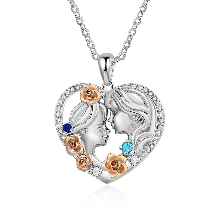 Mother and Daughter Necklace Grandma Granddaughter Heart Flower Pendant Necklace