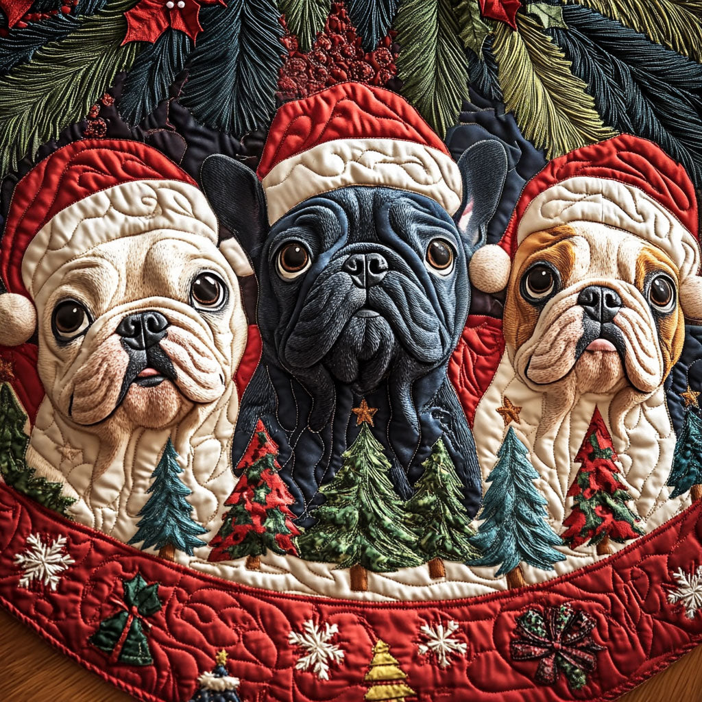 Adorable Frenchie Quilted Christmas Tree Skirt NCU0PT2443