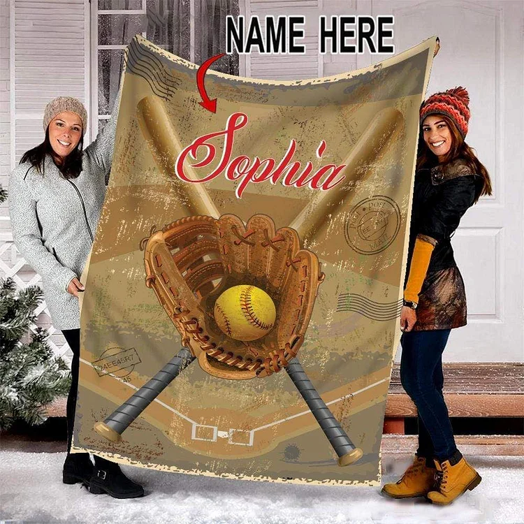 Personalized Softball Blanket | BKKid678