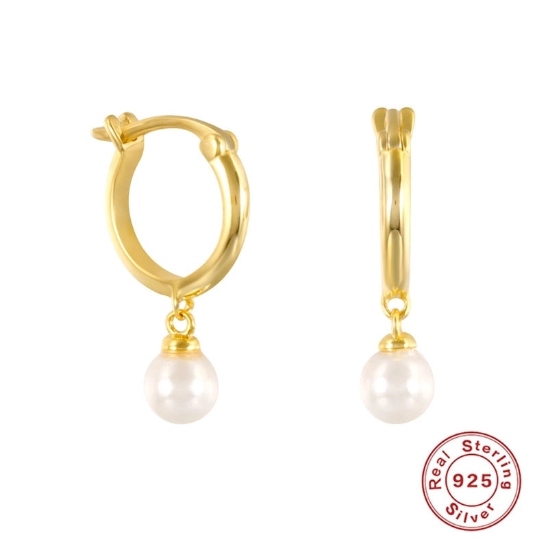 Women's Minimalist Geometric Silver Plated Pearl Earrings Gold Plated 925 Silver Earrings3