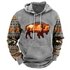 💥 2025 Hot Sale!Men's Ethnic Graphic Hoodie, Tribal Print, Casual 3D Sweatshirt, Vacation Wear, Street Style Sweatshirt