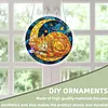 (18.5cm)DIY Acrylic Jigsaw Puzzle Window Hanging with Hanging Chain DIY Stained Glass Decoration Round Window Puzzle Decor for DIY Craft Project (Sleep Cat)