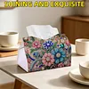 Flower Gem DIY PU Diamond Painting Tissue Box Kit Desktop Tissue Holder with Rhinestone Diamond Desk Decorative Tissue Box for Adults Desktop Storage Organizer