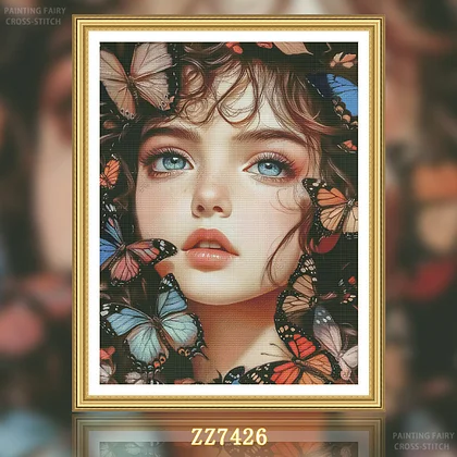 PDF】[ZZ6299-Butterfly Love Flower]_ 19.80_ Painting Fairy Cross