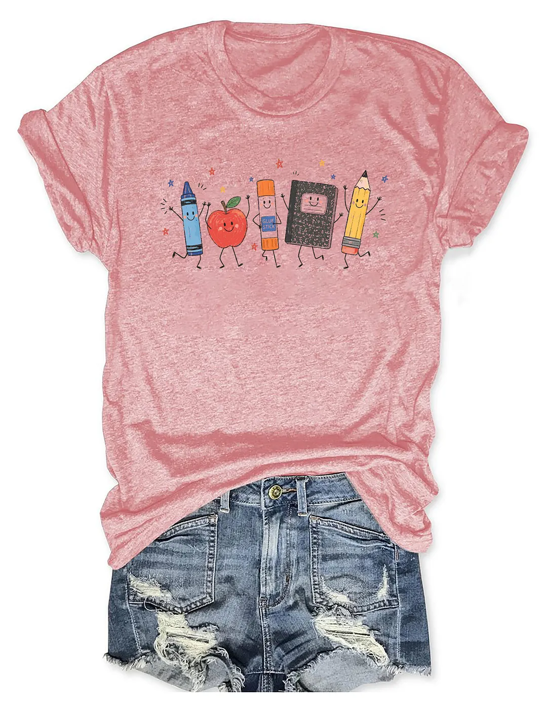 Cute Crayon Apple Pencil Notebook T-shirt