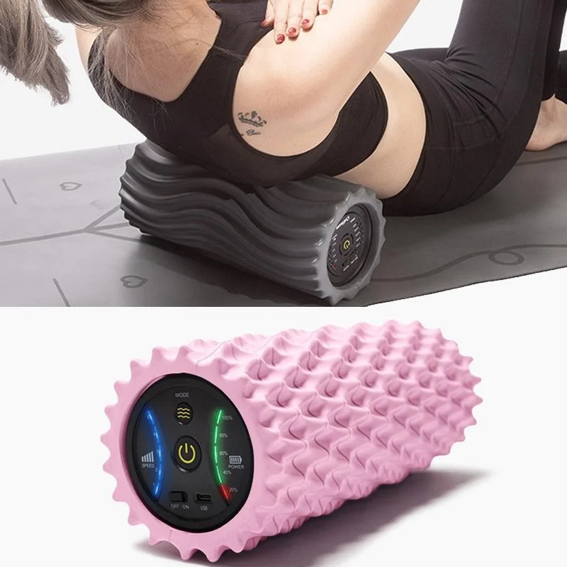 EVA Electrical Muscle Relaxer Yoga Massage Vibration Foam Roller, Fishbone Vibration USB 