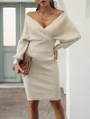V-Neck Batwing Sleeves Long Sleeve Sexy Slim Skirt Two-Piece Suit