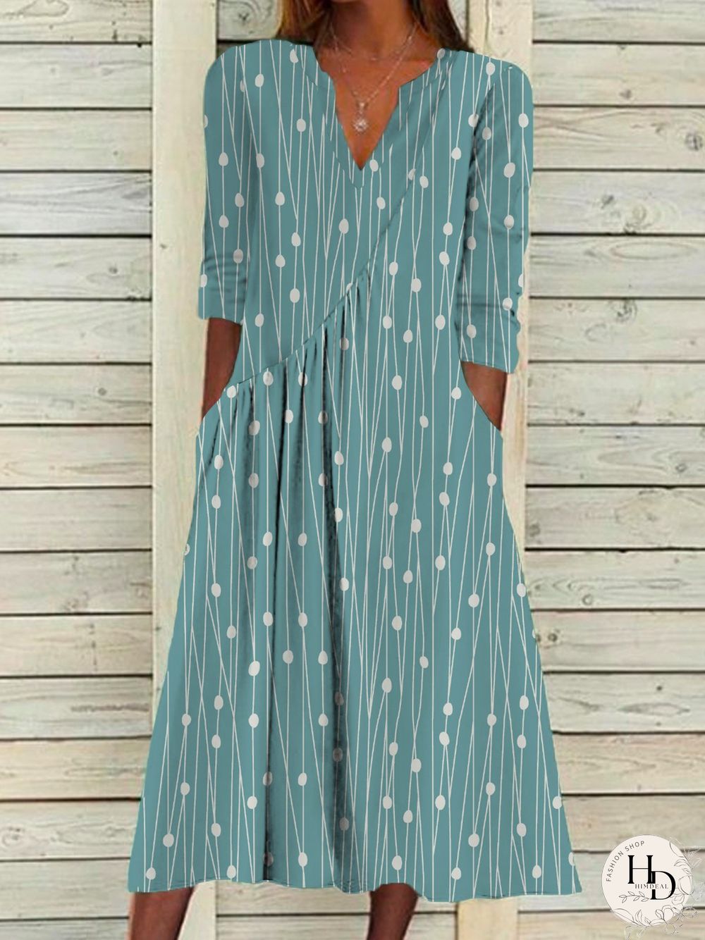 Womens Polka Dots Casual Autumn Polyester Neck Micro-Elasticity Daily Loose A-line Dress