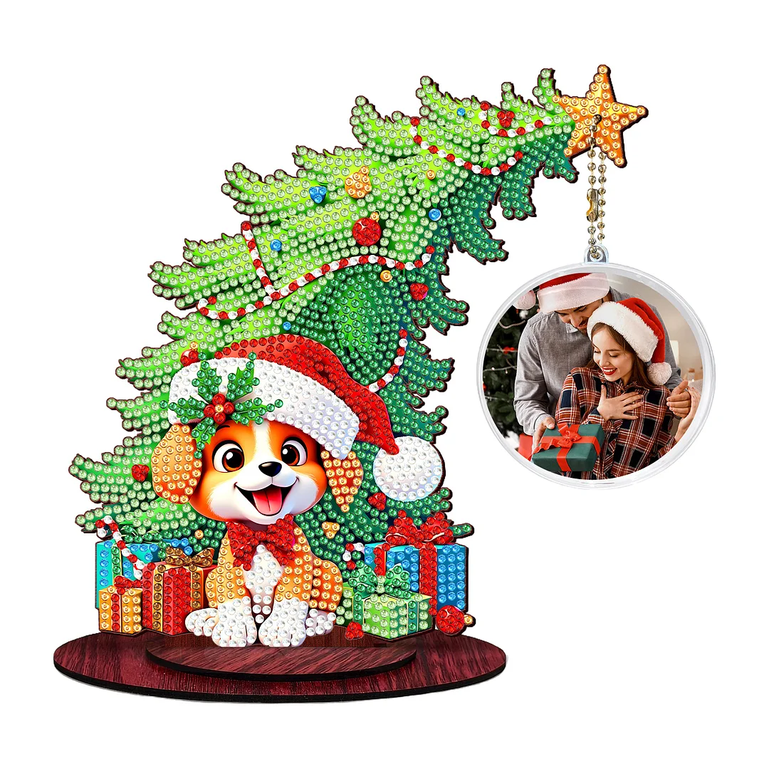 Photo Christmas Tree 5D DIY Diamond Art Tabletop Wood Decorations Ornament Kits