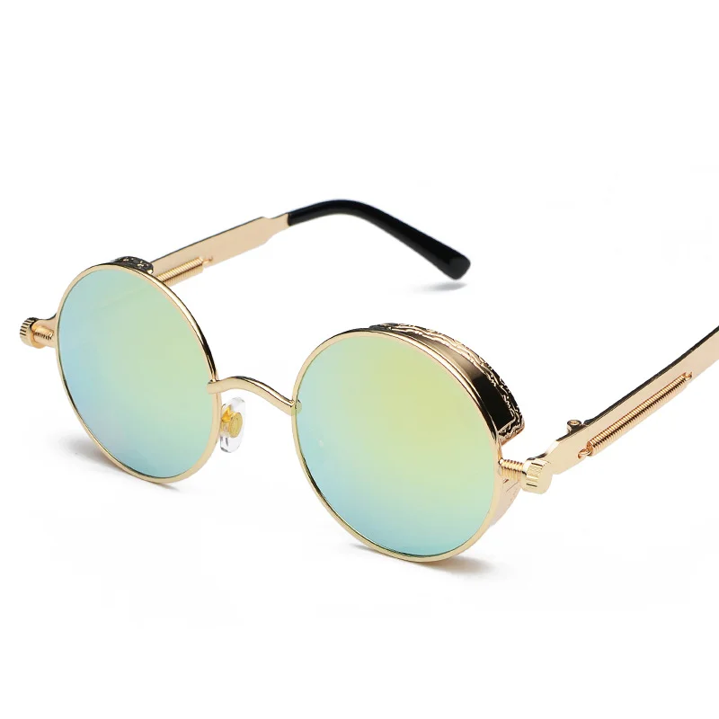 Unisex Retro Punk Round Framed Polarized Sunglasses 