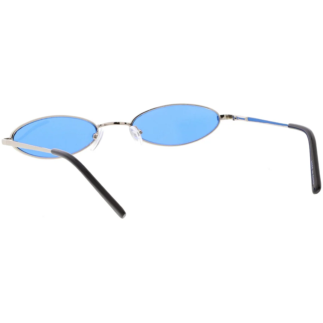 Retro Small Oval glasses Slim Arms Color Tinted Flat Lens 51mm