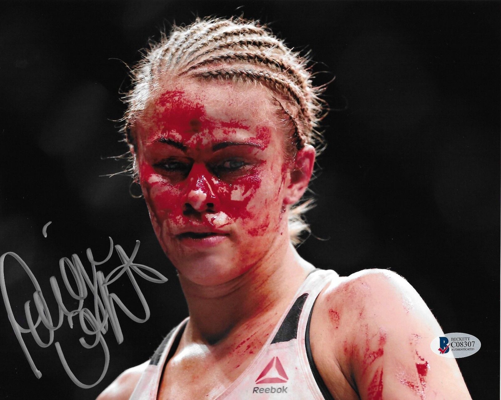 Paige VanZant Signed 8x10 Photo Poster painting BAS COA UFC Fight Night 80 Bloody Face Picture 1