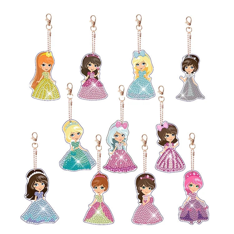 Princess - Keychain - DIY Diamond Crafts(12pcs)