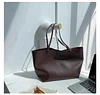 Minimal Plain Color Soft Leather Women's Shoulder Tote Bag
