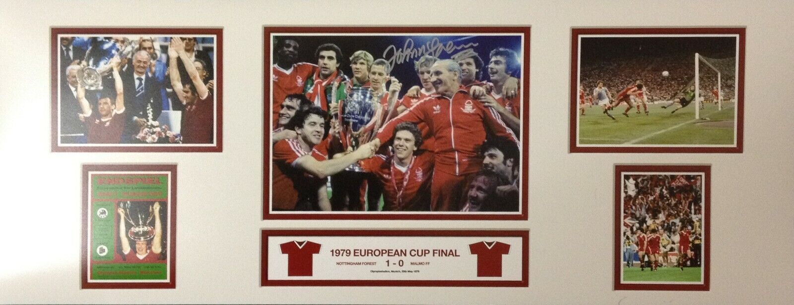 JOHN McGOVERN SIGNED NOTTINGHAM FOREST 30x12 EUROPEAN CUP FINAL Photo Poster painting PROOF