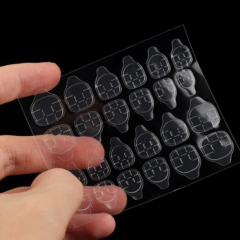 5 Sheet DIY Nail Tips Transparent Ultra Thin Double Sided Adhesive Stickers False Nail Art Extension Tools Nail Glue Accessories