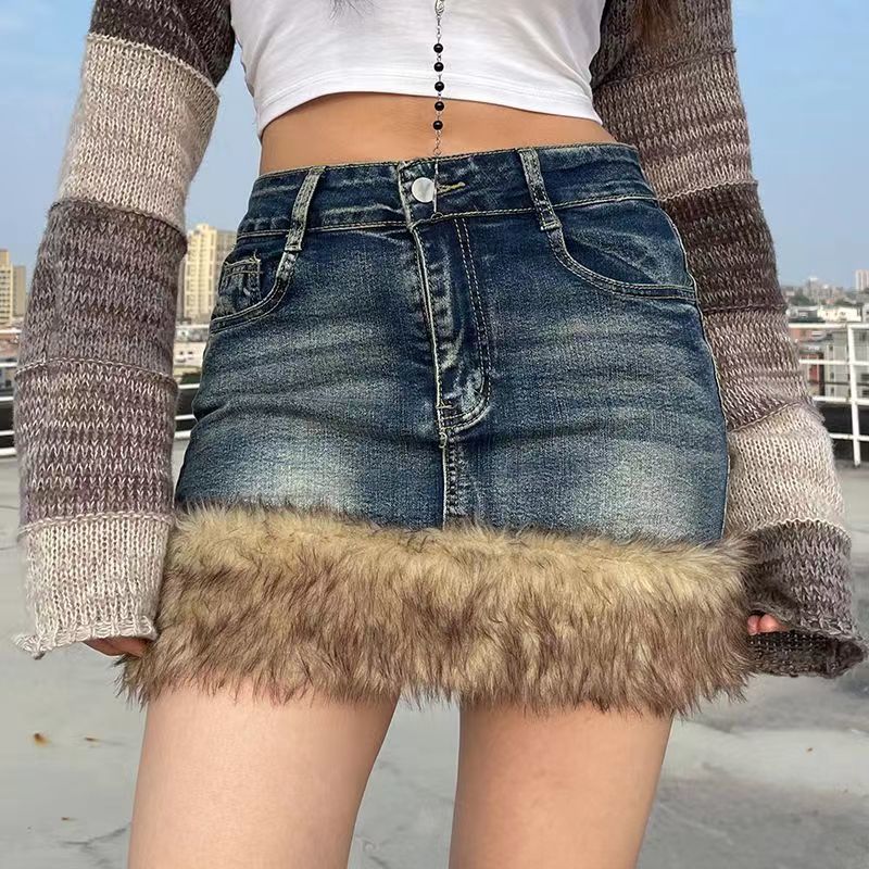 Aiertu y2k outfits Fashion Ins Style Frayed Edge Washing Denim Retro Short Skirt Personalized Fried Street All-Match Hot Girl Skirt aiertu