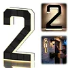 LED Illuminated Modern Address Sign Waterproof Personalized Solar Powered Address Number Dusk To Dawn Adhesive Or Screw Mount for Outside House Light Up Courtyard Hotel Bar