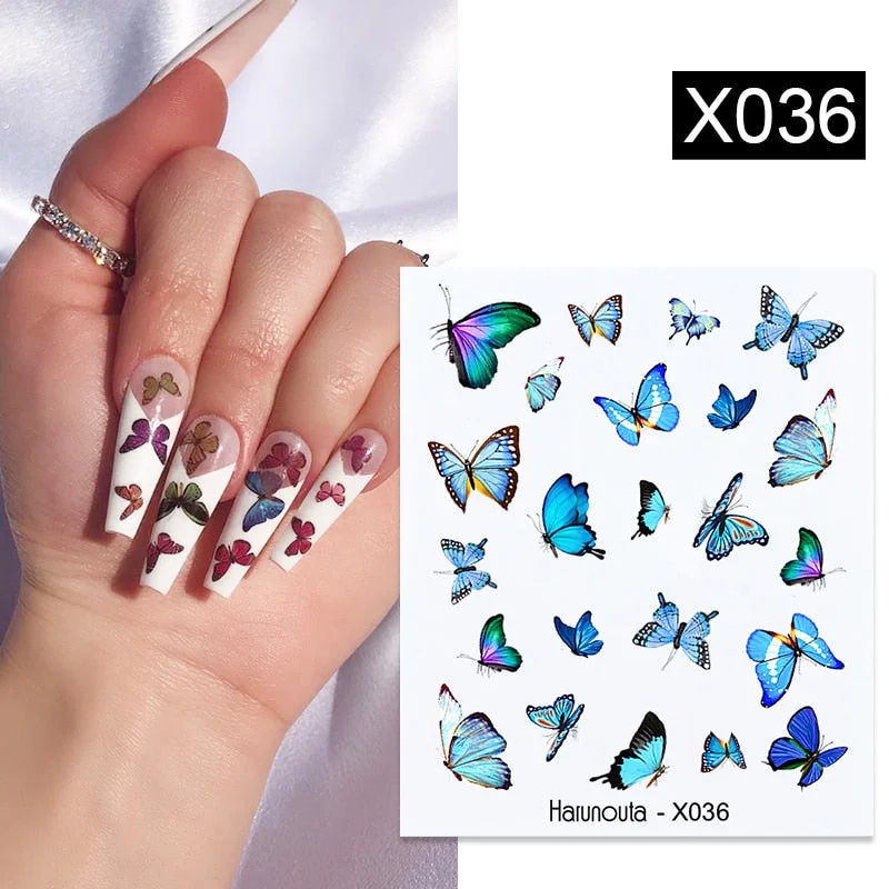 1PC Butterfly Designs Nail Art Decals Spring Summer Colorful iridescent Butterflies Transfer Stickers Slider DIY Decoration