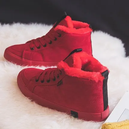 Women Ankle Boots Winter Shoes Sneakers Lace-Up Botas Plush Fur Botas Female Warm Shoes Woman Zapatos De Mujer