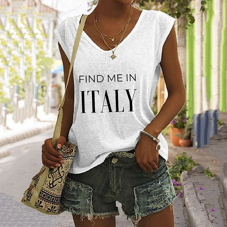 Comstylish Women's "Find Me In Italy" Printed Casual Vest