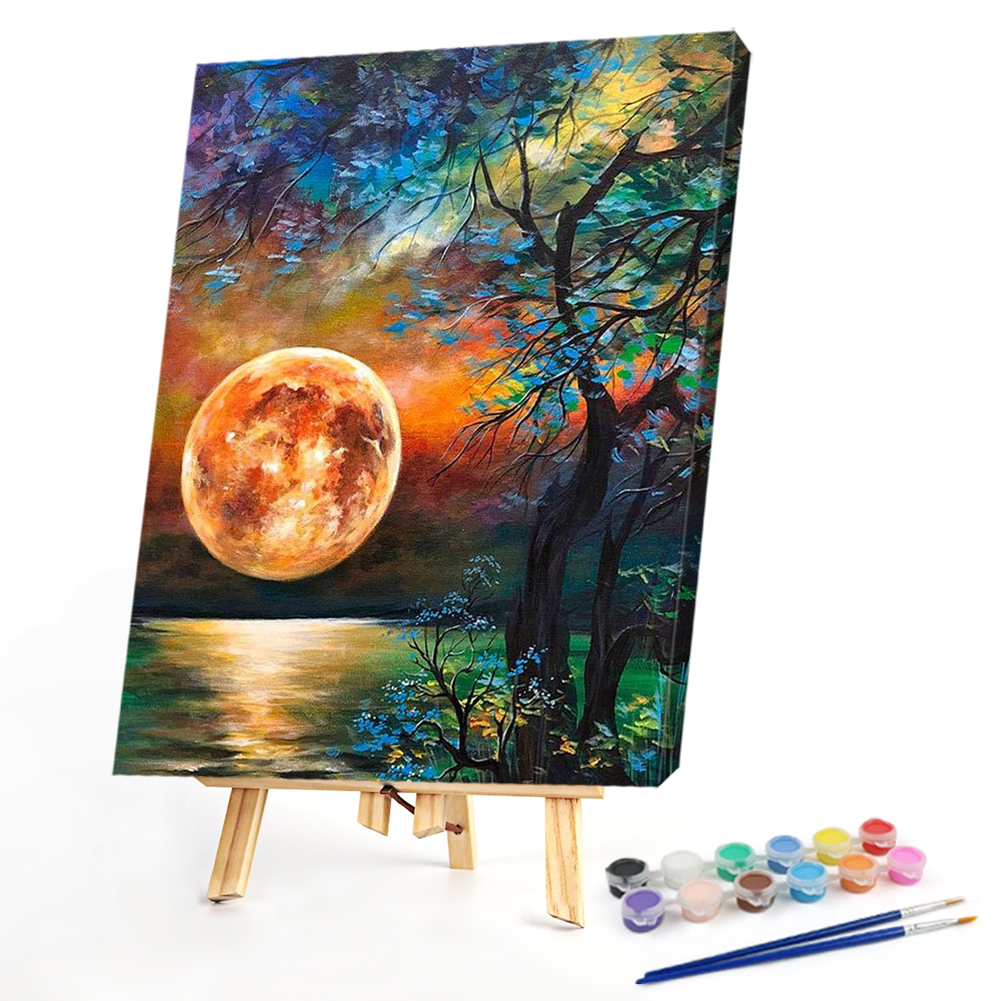 Canvas Paint By Numbers Sea Moonscape Oil Hand Painted Drawing Home Decor