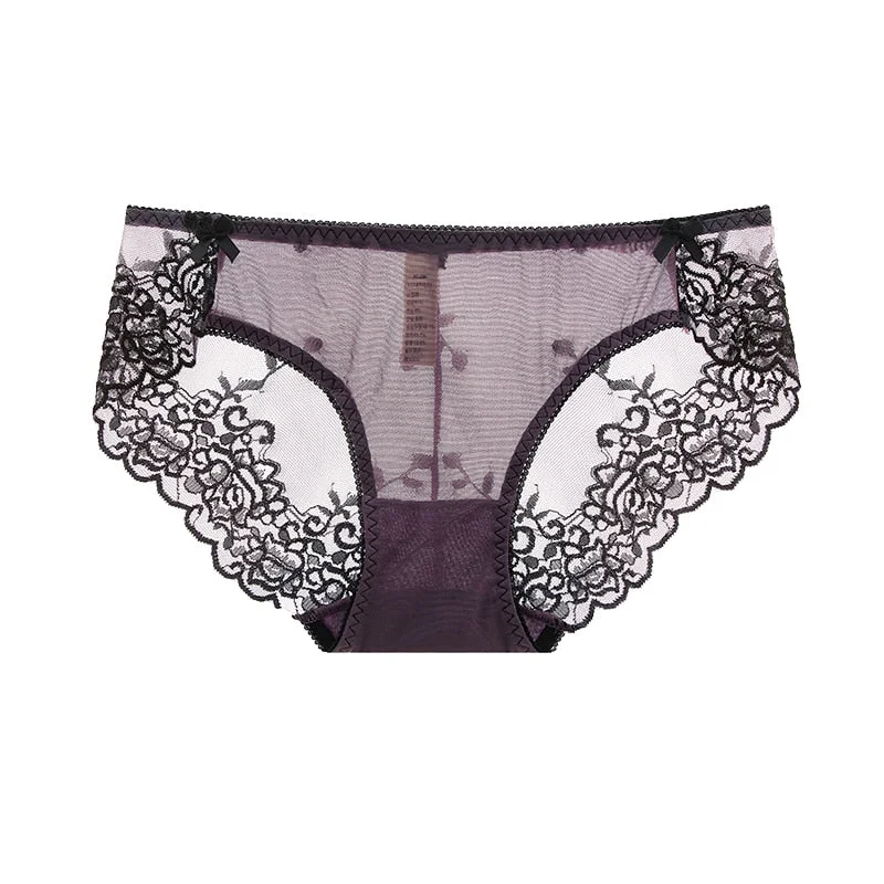 1 Pcs Mesh Panties Woman Embroidered Underwear For Woman Sexy Lace Briefs Woman Underwear Feamle Panties Sexy New M-XL BANNIROU