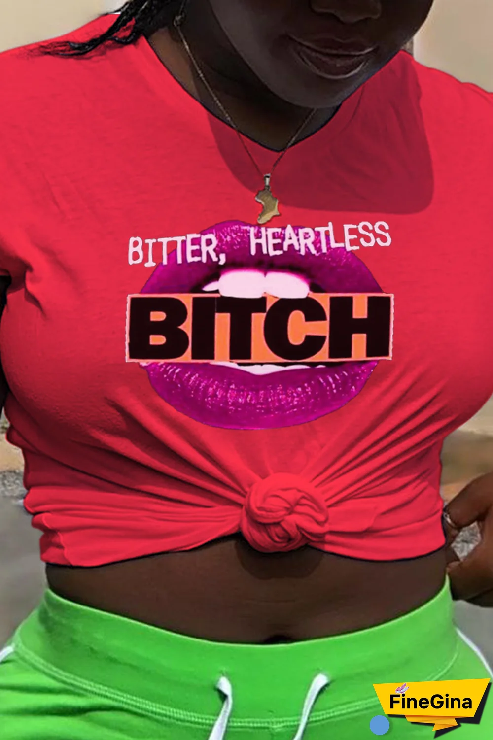 Black Casual Daily Lips Printed Patchwork Letter O Neck T-Shirts