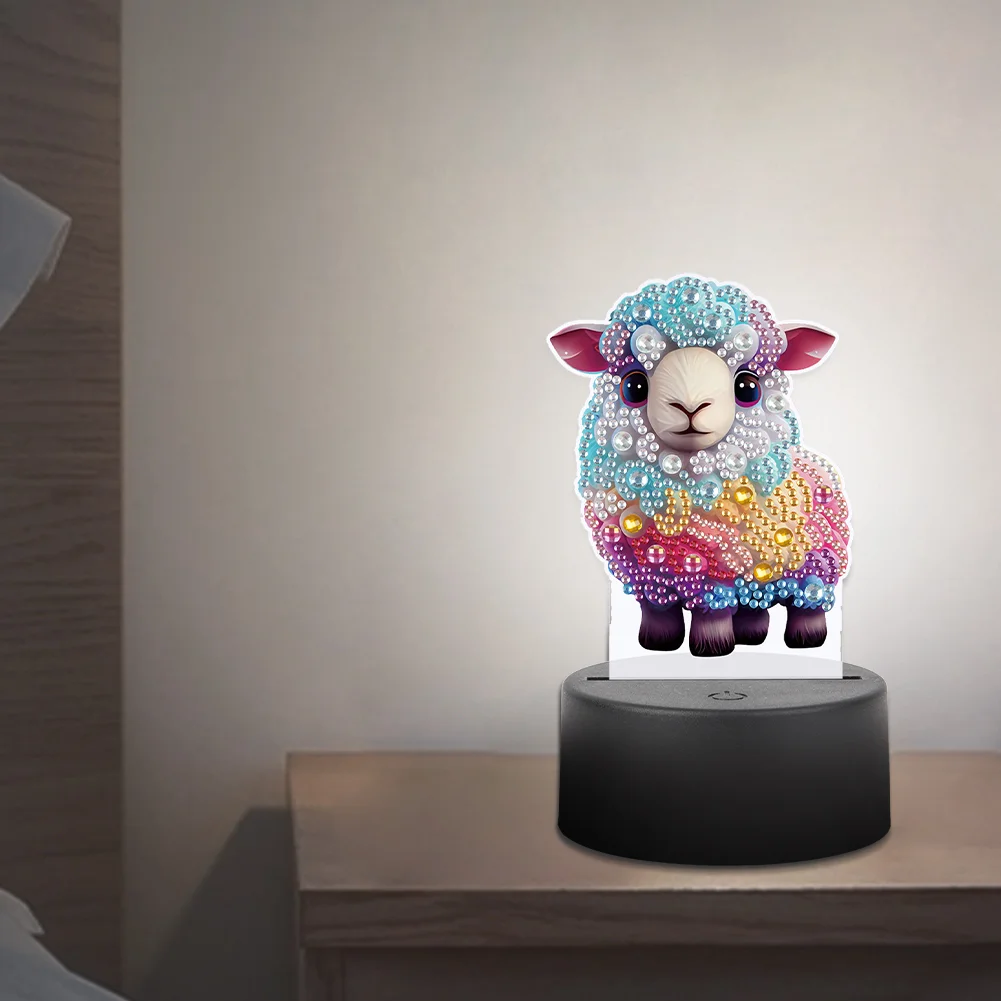 5D DIY Acrylic Sheep Double Sided Diamond Painting LED Night Light for Adults