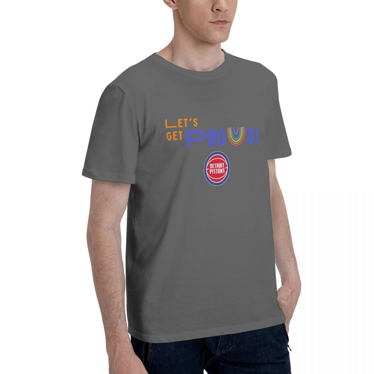Detroit Pistons Let's Get Proud Men's Cotton Crewneck T-Shirt