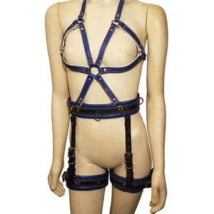 pornhint Pornhint Hand Stitched Locking Leather Bondage  Body Harness Collar Thigh Waist Belts Fetish Slave Mature Content BDSM