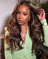 Brown Mixed Gold Long Wave Wig