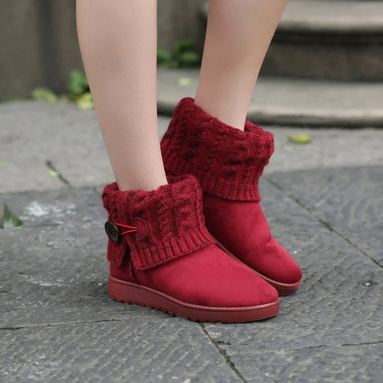 Women's Knitted Short Boots Warm Snow Boots