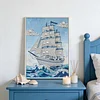 (30x40cm)DIY Pearl Painting Framed Ship Handmade Pearl Material Art Kit Living Room Decor