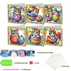 (US Only)6PCS DIY Easter Pattern Rhinestone Diamond Art Mosaic Postcards for Friends