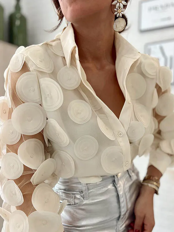 Polka Dot Mesh Blouse (Medium)
