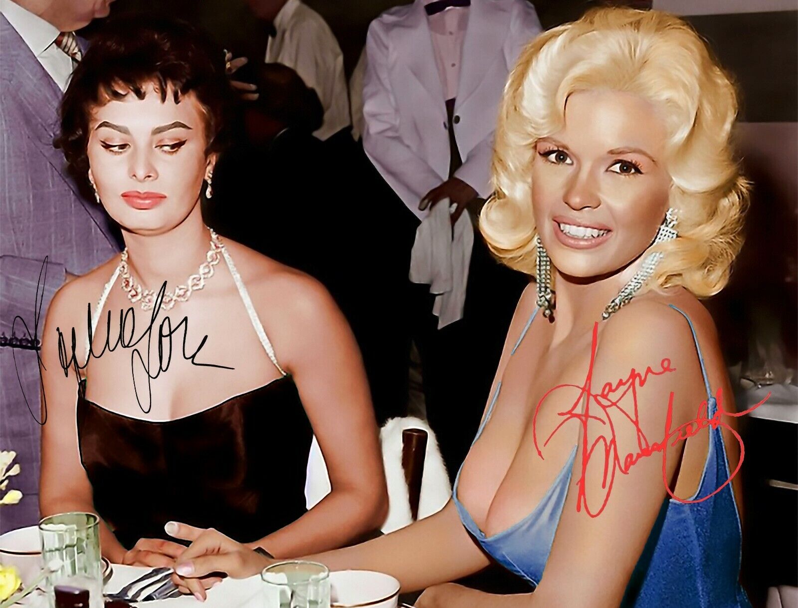 1957 JAYNE MANSFIELD SOFIA LOREN SIGNED AUTOGRAPH SIGNATURE 8.5X11 Photo Poster painting REPRINT