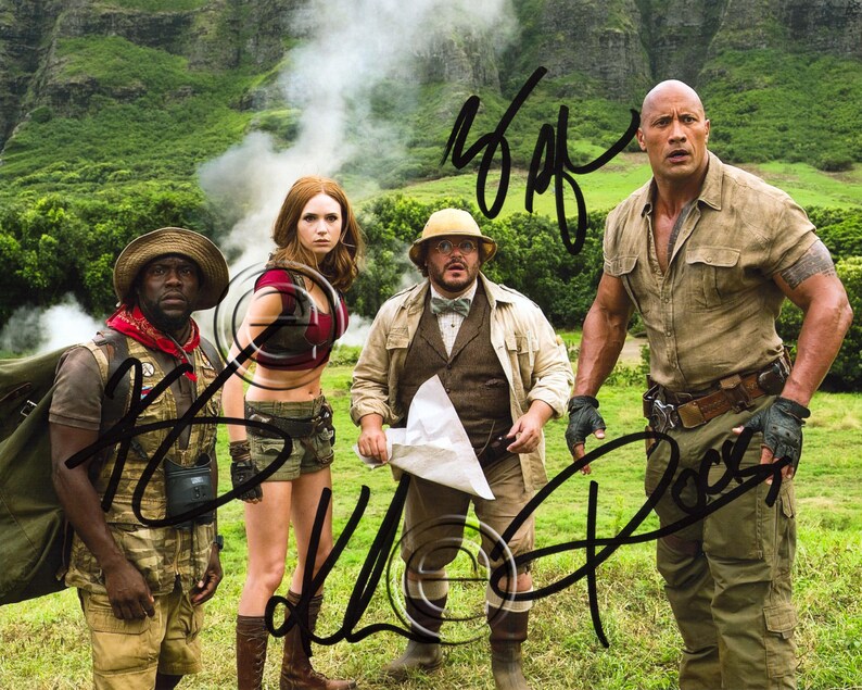 Jumanji Kevin Hart Karen Gillan Dwayne Johnson Jack Black Autographed Signed Photo Poster painting 8 x 10 print Photo Poster painting picture poster wall art autograph