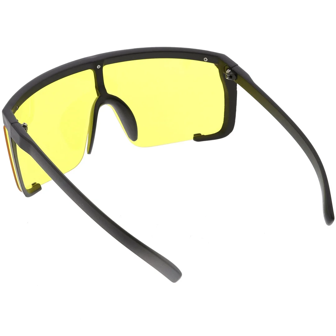 Oversize Semi Rimless Shield glasses Color Tinted Mono Lens 81mm